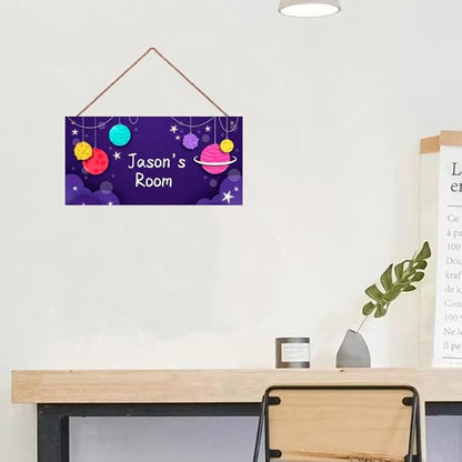 Personalized Outer Space Man Cave Sign For Boys Bedroom Custom Name Science Fiction Theme Kids Room Toddler Baby Nursery Door Plaque Planet Wall Art Decor For Little Man Cave