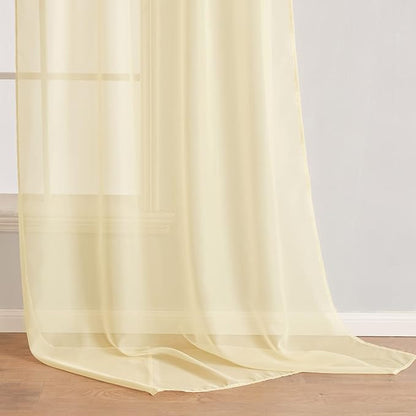 MIULEE Luxury Window Scarves for Party Ceremony Wedding Canopy Bed, Topper Window Treatment Swag Curtain Drapes, Sheer Curtain Scarf Valance for Window One Panel, 37 x 216 Inches Long, Cream Beige