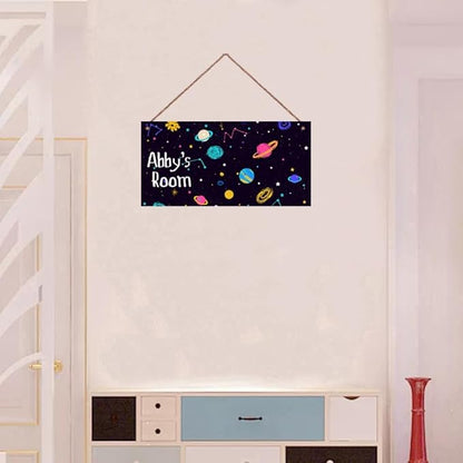 Personalized Sign Outer Space Theme Art Décor For Kids Room Custom Name Universe Star Door Wall Decor For Little Man Cave, Starry Sky Nursery Art Plate For Boys Room Girls Bedroom