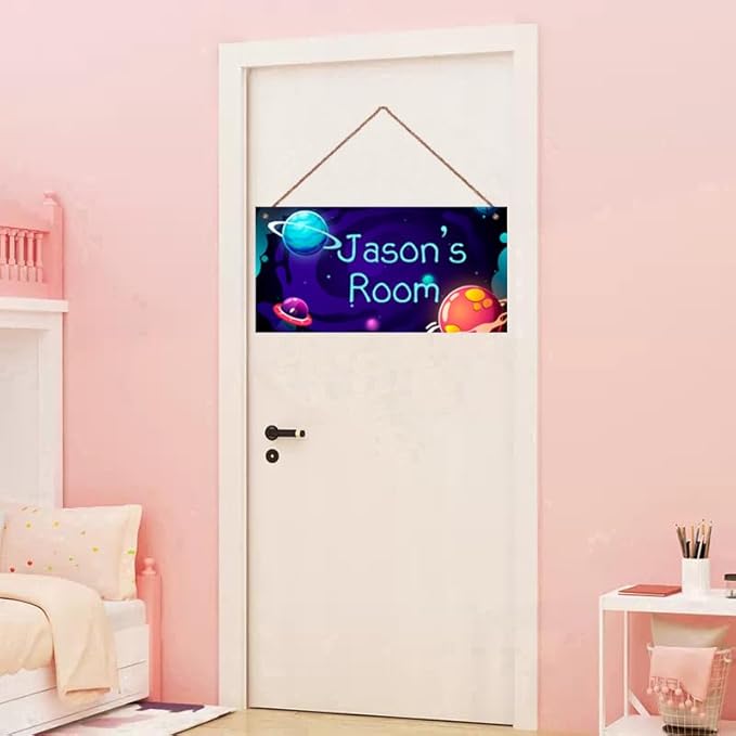 Personalized Universe Sign Custom Name Science Fiction Theme Sign For Kids Room Wall Art Décor Outer Space Art Wall Decor For Boys Room Bedroom Nursery Door For Girls Bedroom