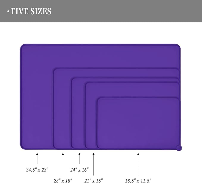 Waterproof Pet Feeding Mat with High Raised Edges, Heavier and Thicker Placemats for Cat Dog Water Bowl with BPA Free, Dogs Cats Food Mats for Messy Drinkers to Prevent Spill and Protect Floors-Mewly Pet