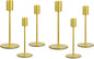 Taper Candle Holder Set of 6, Brass Gold Tall Candlestick Holders, Metal Vintage Candle Stickers Long Holder Set, Pillar Decorative Candle Holder Fits 3/4 Inch Candle for Wedding (Gold-6 Packs)