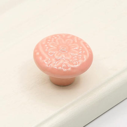 HUAMULAN 15 PCS Cabinet Knobs Glossy Ceramic Dresser Mushroom Table Drawer Cupboard Pull Furniture DIY Wardrobe Solid Color Vintage Handle,with 3 Size Mounting Screws