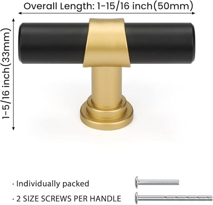 goldenwarm 10 Pack Black and Gold Cabinet Knobs Kitchen Cabinet Knobs for Dresser Drawers Black and Gold Cabinet Pulls Modern Hardware for Cupboard Bathroom,Zinc Alloy Base
