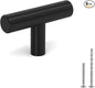 LONTAN 6 Pack Black Knobs for Cabinets and Drawers Kitchen Cabinet Knobs for Dresser Bathroom Modern T Bar Furniture Black Hardware,Stainless Steel