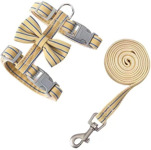 Butterfly Bow Tie Cat Harness and Leash Set - Adjustable, Escape-Proof, Breathable Kitten Vest with Cute Design for Small Cats & Indoor/Outdoor Safety Yellow XS-Mewly Pet