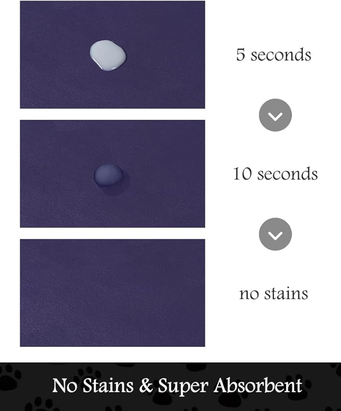 Pet Feeding Mat-Absorbent Dog Mat for Food and Water Bowl-No Stains Quick Dry Water Dispenser Mat-Dog Accessories Pet Supplies-Bowl for Messy Drinkers（Navy,12"x19"-Mewly Pet