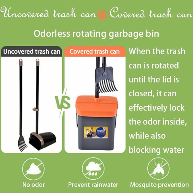 Dog Pooper Scooper with Rotating Bucket & Rake – 46” Adjustable Long Handle Includes 85 Waste Bags – Heavy Duty Poop Scooper for Large Medium & Small Dogs – Yard Lawn Gravel & Dirt Cleanup-Mewly Pet