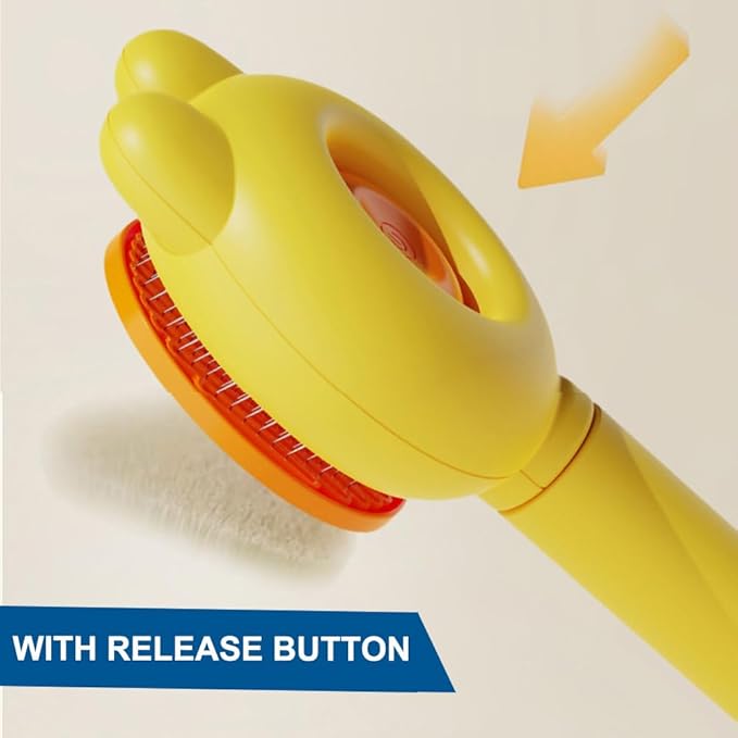 Cat Brush for Short or Long Haired Cats Dogs Rabbits, Cute Dog Brush with Release Button for Massage and Removes Loose Fur-Mewly Pet