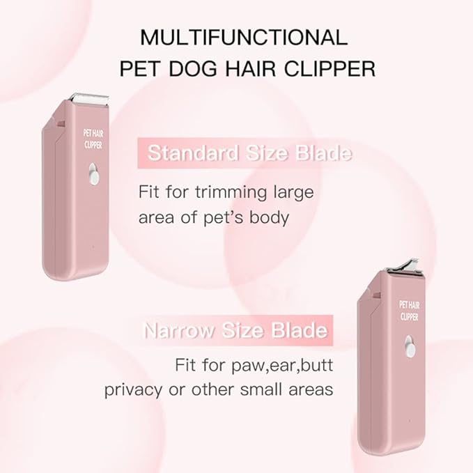 Feet Hair Trimmer, Dog Clippers,Quiet Washable USB Rechargeable Cordless Dog Grooming Kit,Electric Pets Hair Trimmers Shaver Shears for Dogs and Cats Pink-Mewly Pet