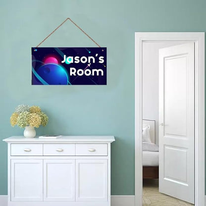 Personalized Sign Universe Sign Custom Name Science Fiction Theme Sign For Kids Room Wall Art Décor Outer Space Art Wall Decor For Girls Room Bedroom Nursery Door Plate For Boys Room