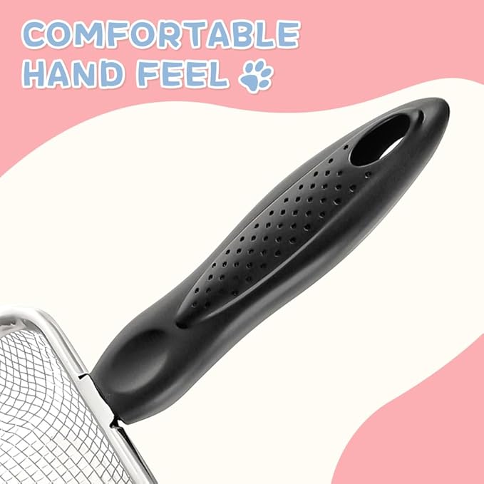 Cat Litter Scoop,Sturdy Litter Cleaner Corner Shovel,Stainless Steel Mesh Litter Shovel,Easy to Clean Reptile Terrarium Sand Waste,Beach Shovel(Black)-Mewly Pet