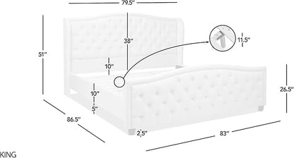 Jennifer Taylor Home Fontana Wingback Upholstered Platform Bed Frame