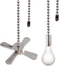 Ceiling Fan Pull Chain, 13.6 Inches Fan Pulls Set with Connector, 2 PCS Beaded Ball Fan Pull Chain (Nickel）