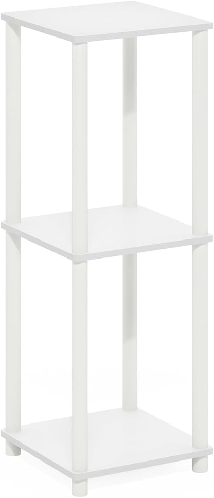 Furinno Turn-N-Tube Side Table Set of 2, 2-Tier Stackable End Table with Open Shelf, Toolless Night Stand, Bedside Table, for Living Room, Bedroom, White