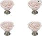 4pcs Light Pink Rose Flower Ceramic Knobs for Cabinet Drawer Door Pull Handles Dresser