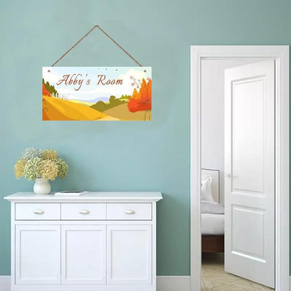 Personalized Name Sign Landscape Painting Decor For Girls Room and Baby Nursery Kids Bedroom Wood Plaque Hanging Wall Art Decor