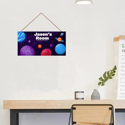 Personalized Signs Universe Spacecraft Sign Galaxy Sign For Kids Room Nursery Wall Art Décor Outer Space Theme Wall Decor For Girls Bedroom Boys Room