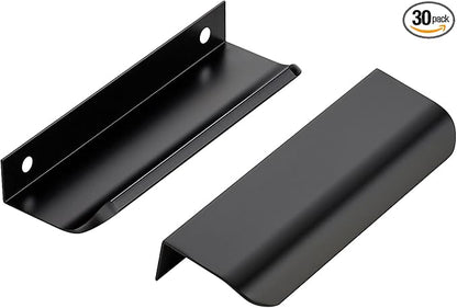 Ravinte Hardware 30 Pack Black Cabinet Handles, 4.75 Inch (120mm) Finger Edge Pulls, 3.75 Inch Hole Center, Finger Pulls for Cabinets