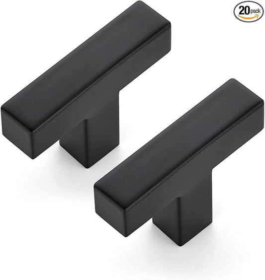 Ravinte 20 Pack 2 inch Length Square Cabinet Pulls Matte Black Stainless Steel Kitchen Drawer Pulls Cupboard Handles Cabinet Handles