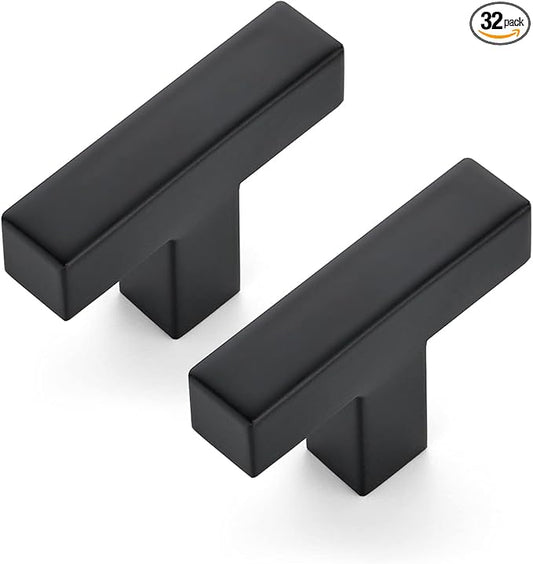 Ravinte 32 Pack 2 inch Length Square Cabinet Pulls Matte Black Stainless Steel Kitchen Drawer Pulls Cupboard Handles Cabinet Handles