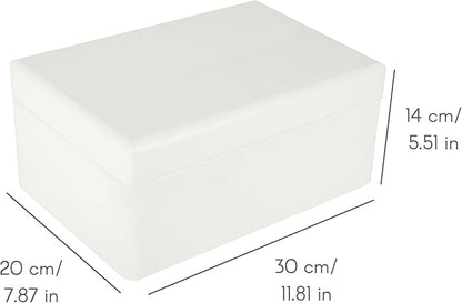 Large White Wooden Box Storage with Hinged Lid | 11.8 x 7.87 x 5.51 inches (+-0.5) | Gift Box for Tool Dog Toy Shoes Clothes Kitchen Storage | Rough UNSANDED Wood Keepsake Chest