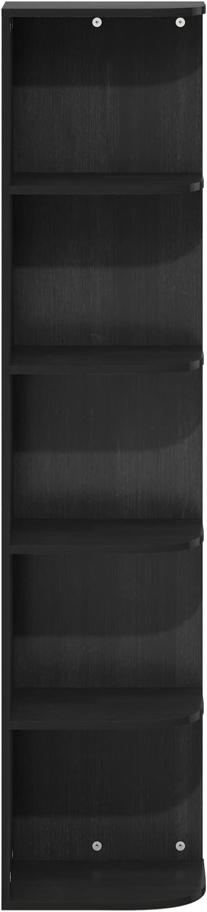 Furinno PASIR Book Shelf, 5-Tier Corner Bookshelf, Open Shelves Bookcase 9.3" x 12" x 51.7", for Living Room, Bedroom, Home Office, Blackwood
