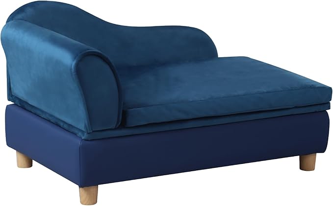 Pet Bed Sofa, Puppy Bed with Storage, Small Dog Couch with Removable & Washable Cushion, Comfy Pet Couch Bed for Cats & Puppy (Blue)-Mewly Pet