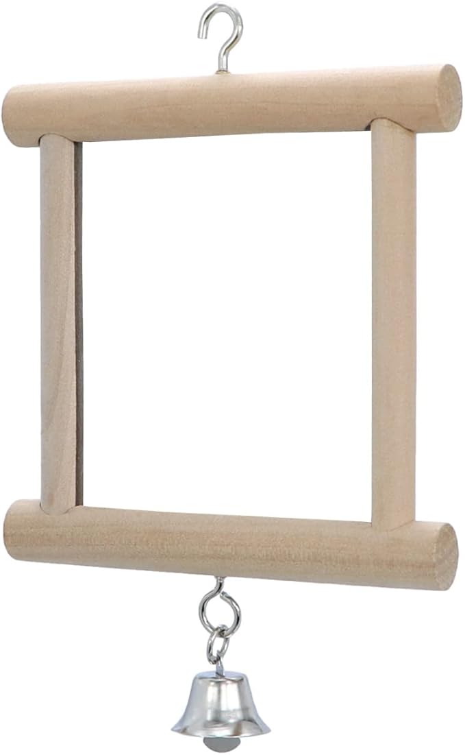 4 PCS Bird Mirror with Bell Parrot Hanging Interactive Playing Toy for Cockatiel Parakeets Canaries Budgie Cage Accessories-Mewly Pet