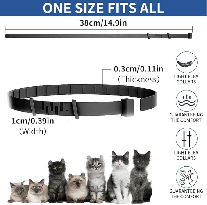 4 Pack Flea Collar for Cats, 32 Months Flea and Tick Prevention for Cats, Waterproof Cat Flea Collar, Natural Cat Flea and Tick Treatment, Adjustable Flea and Tick Collar for Cats Kittens(4 Colors)-Mewly Pet