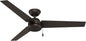 Hunter 52 inch Outdoor or Indoor Ceiling Fan No Light - Bronze Ceiling Fan without Light, For Patio, Porch, Garage, or Living Room, Standard Mount, 3 Blades, Pull Chain - Cassius 59261, New Bronze