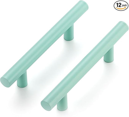 Ravinte 12 Pack | 5 Inch Cabinet Pulls Green Stainless Steel Kitchen Drawer Pulls Cabinet Handles 5 InchLength, 3 Inch Hole Center