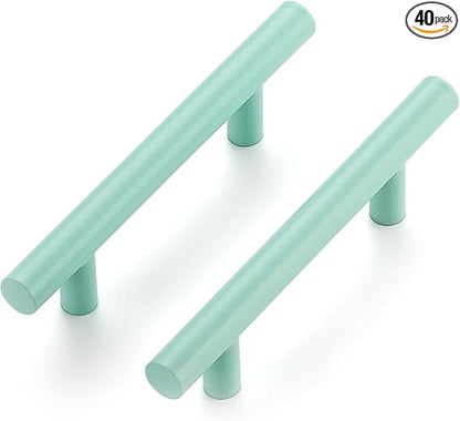 Ravinte 40 Pack | 5 Inch Cabinet Pulls Green Stainless Steel Kitchen Drawer Pulls Cabinet Handles 5 InchLength, 3 Inch Hole Center