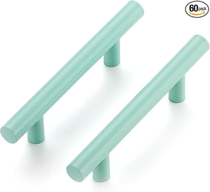 Ravinte 60 Pack | 5 Inch Cabinet Pulls Green Stainless Steel Kitchen Drawer Pulls Cabinet Handles 5 InchLength, 3 Inch Hole Center