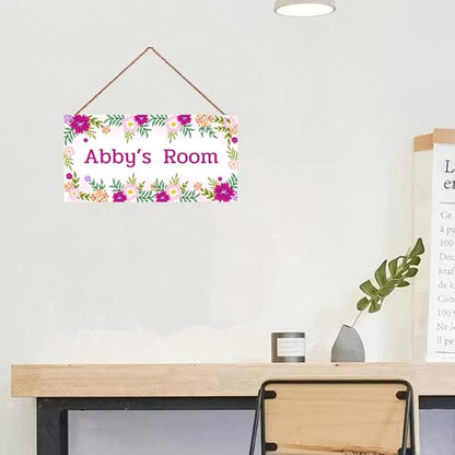 Personalized Flower Sign For Kids Room Boys Bedroom Door Decor,Custom Name Wall Art Decor Decorative Plate for Girls Room Nursery Little Man Cave