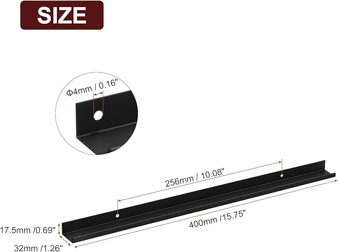 uxcell Cabinet Finger Edge Pull, 5pcs 400mm / 15.75" Aluminum Alloy Back Mount Hidden Cabinet Pulls Concealed Handle for Home Kitchen Drawer Cabinet, Black