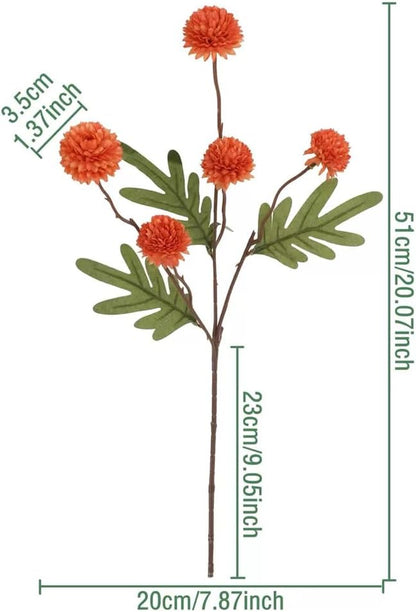 Artificial Flowers for Vases 20.5 Inch 10 Stems， Silk Dried Fake Mums Bouquet Indoor Faux Floral Arrangements for Decoration (Orange)