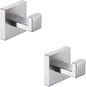 TASTOS Bath Towel Hooks Brushed Nickel, 2 Pack Stainless Steel Robe Coat and Clothes Hook, Heavy Duty Wall Hook for Bathroom & Kitchen, Modern Square Style Wall Mounted (Silver)