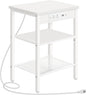 HOOBRO Side Table with Charging Station and USB Ports, Small End Table for Small Space, 3-Tier Nightstand with Adjustable Shelf, for Living Room, Bedroom and Balcony, White WW112BZ01