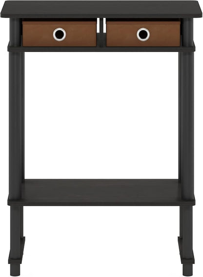 Furinno Turn-N-Tube Tall-Wide Hallway Console Table with Bin, Espresso/Brown