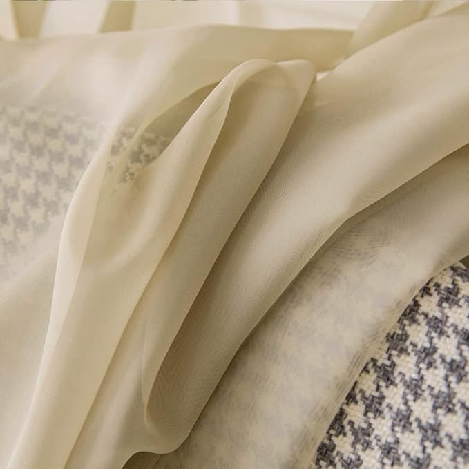 MIULEE Window Scarf for Party Voile Curtain Scarf Sheer Window Valance Draping Fabric for Wedding Arch Ceremony Canopy Bed, Swag Curtain Window Treatment One Panel, 54 x 144 Inches Long, Beige