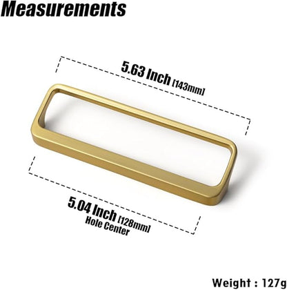 Goo-Ki Brushed Gold Cabinet Pulls with Hole Center 5''(128MM),Modern Zinc Alloy Finger Pulls for Drawer,Wardrobe,Cupboard,6 Pack
