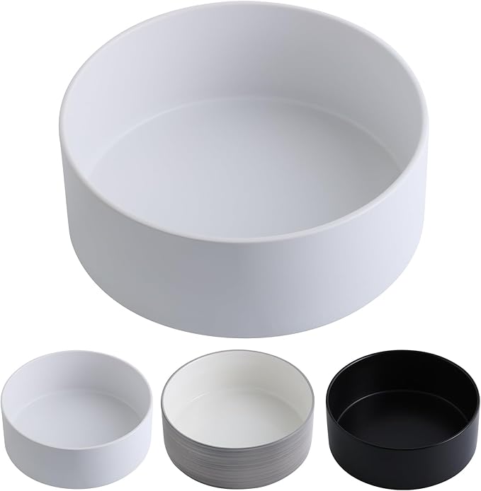 White Dog Bowl Ceramic for Medium Large Breed,Dog Food Water Dish Heavy Weighted, Non Slip Porcelain Extra Large Big 9.4 in Pet Bowl-Mewly Pet