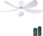 46 Inch Modern Ceiling Fans with Lights, Flush Mount Ceiling Fan with Light and Remote/APP Control, 5 Reversible 6 Speeds Curved Blades, 3 CCT Dimmable Lights for Bedroom, White
