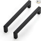 JOY DECOR 4 Pack Cabinet Handles, Black Cabinet Pulls, 6-1/4 Inch Kitchen Closet Handles Square Drawer Pulls Stainless Steel Drawer Hardware, 160mm Hole Centers