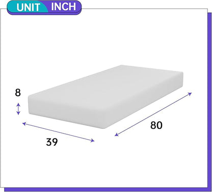 PayLessHere 8 Inch Twin XL Gel Memory Foam Mattress Fiberglass Free/CertiPUR-US Certified/Bed-in-a-Box/Cool Sleep & Comfy Support(Twin Extra Large)