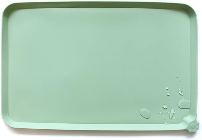 Hoki Found Silicone Non Slip Pet Food Mats - Bowl Placemat for Dogs Cats - Waterproof for Carpet - Jade-Mewly Pet