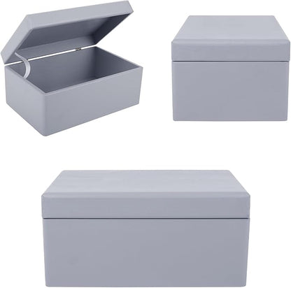 Large Grey Wooden Box Storage with Hinged Lid | 11.8 x 7.87 x 5.51 inches (+-0.5) | Gift Box Storage | Product NOT Intended for 15 Years OR Below