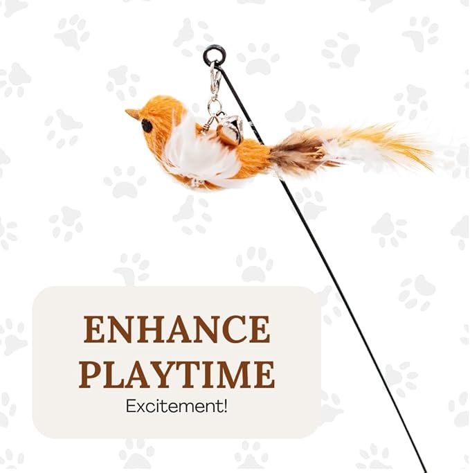 Cat Toys for Bored Indoor Adult Cats Any Surface Base Wand Stimulation Toys for Indoor Cats Cat Feather Toy Cat Feather Cat Toy Wand Juguetes para Gatos Activos Juegos para Gatos-Mewly Pet