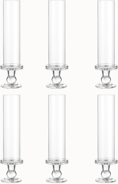 Hurricane Candle Holder Glass Taper Hurricane Clear Tall Candlestick Candles Holders Table Centerpiece Wedding Party Dining Event Home Decor (6)
